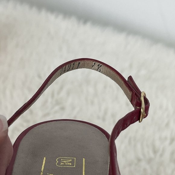 Bruno Magli Womens Italy Red Strappy Pumps Heels Shoes Peep Toe Sz 7.5 AA - Picture 7 of 9